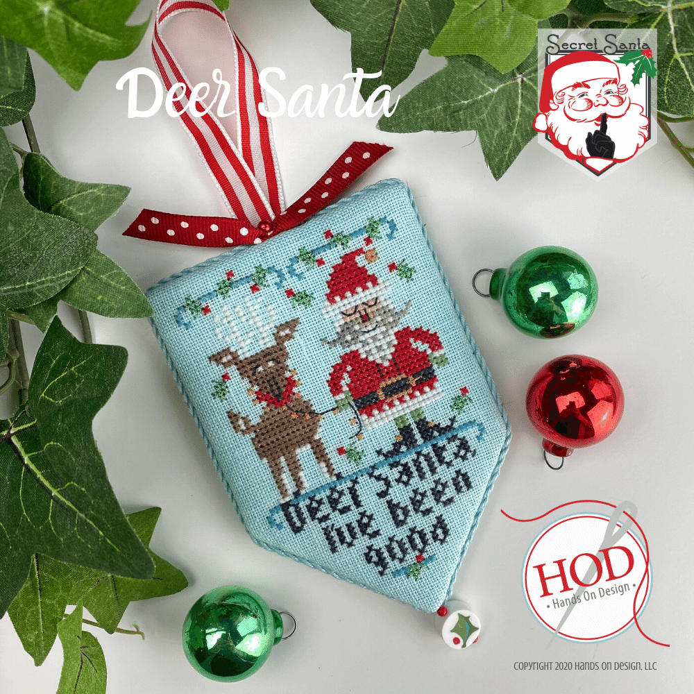 Deer Santa - Cross Stitch Ornament Kit
